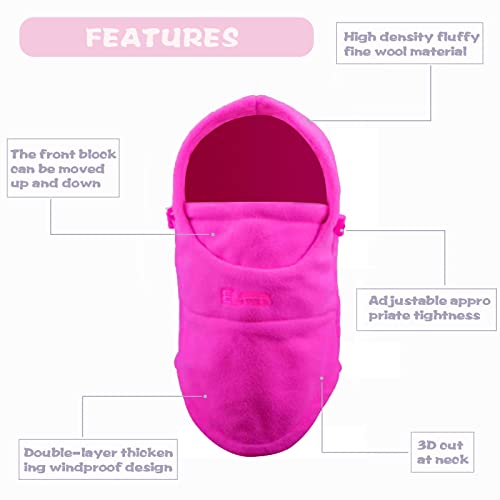 Yr.lover Children's Double-Deck Winter Windproof Cap Thick Warm Face Cover Adjustable Ski Hat Rose #TOP1