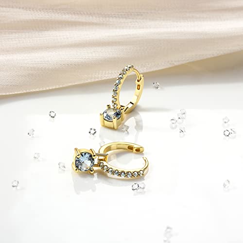 Okokiss Gold Hoop Earrings For Women Month Of Birth – Unique Gold Plated Womens Earrings With Birth Stone – Elegant Colorful Dainty Earrings In Jewelry Pouch – Ideal For Office, Wedding, Everyday Wear (March) #TOP2