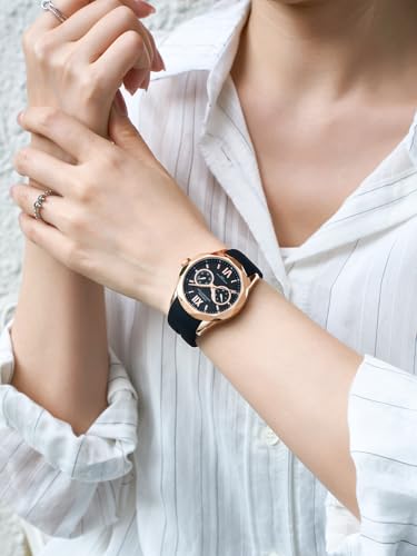 Image of French Connection Octyra | Multi-Function | Rose Gold Case | Black Silicone Strap | Watch for Women - FCD6B