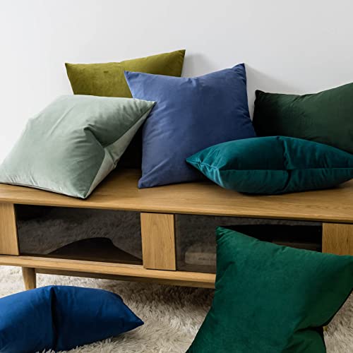 Image of JUSPURBET 18x18 Decorative Velvet Throw Pillow Covers Set of 2,Navy Blue | Modern Soft Velvet Cushion Covers Cases with Hidden Zipper for Couch Sofa Bed Living Room Bedroom Home Decor