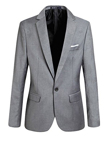 Letuwj Blazer masculino de um botão, caimento justo, para negócios, Cinza, Aisa XXXXXL(US XXXXL)