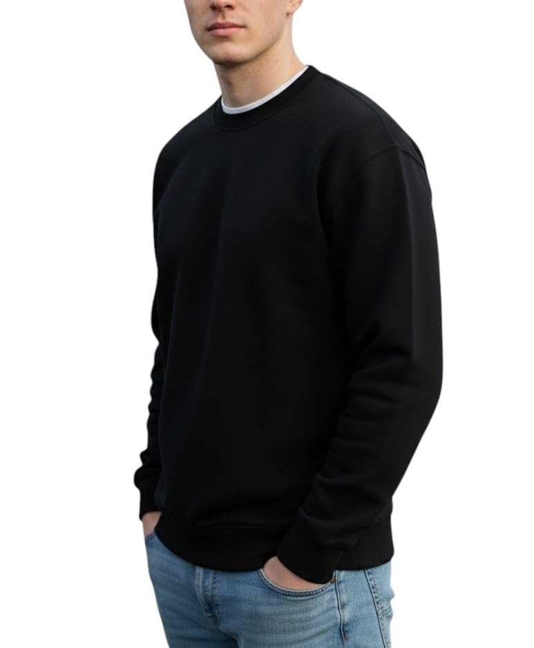 Men's Blended 100% Cotton and Fleece Blend Oversized Fit® Baggy Fit Drop Shoulder Cool and Stylish Sweatshirt-image-3
