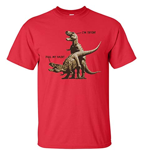 T-Rex Pull My Hair - T-Shirt (Red, XL)