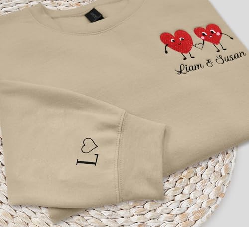 NACRE APPAREL Custom Matching Embroidered Sweatshirt Personalized Valentines Day Couples' Hoodie Add Your Name Long Sleeve4