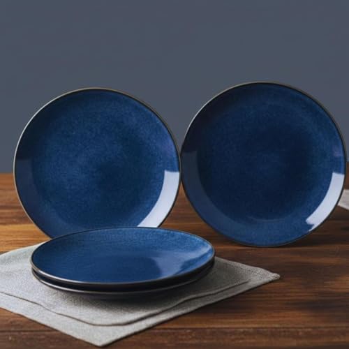 Image of Freakway Elegant Ceramic Round Quarter Plate Set, Midnight Blue, 7.5 Inch, Glossy Finish, Set of 4, Ideal for Parties and Daily Meals
