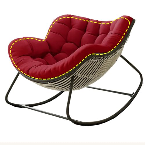 NexusGoods Espesar cojín de Mecedora de Gran tamaño para Adultos Interior/Exterior, Funda reclinable de ratán de algodón Suave, Silla no incluida (Burdeos)