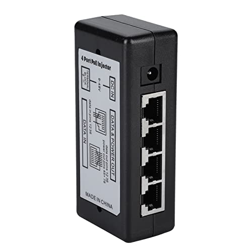 Inyector PoE de 4 puertos DC9V-48V para cámaras IP | Adaptador seguro de alimentación Ethernet miniatura 3