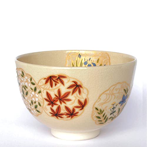 Japanese Tea KIMIKURA Matcha Tea bowl Chawan [Japanese Flowers] Mino-yaki Made in JAPAN