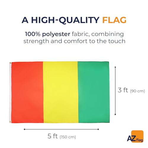 AZ FLAG, Guinea Flag, 3x5 Ft, Light Polyester Guinean Banner with Two Brass Eyelets, Fade Resistant, Vivid Colors - Image 2