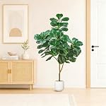 Figuier artificiel avec planteur blanc, 5ft Grand arbre Faux Tall Plantes artificielles Intérieur pour le bureau intérieur Salle de séjour Décor