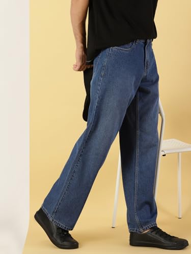 Image of Thomas Scott Men's Relaxed Fit Mid Rise Comfort Clean Look Light Fade Cotton Baggy Jeans