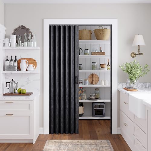 SmartStandard 42" x 80" Accordion Doors Interior, Double Walled Accordion Folding Doors for Closet, PVC Accordian Door for Doorway Bathroom Basement, Easy to Assemble, Space Saving, Classic Black by SMARTSTANDARD - Used condition - US$102.97