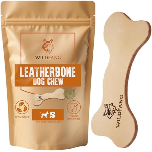 Wildfang® Leder Kauknochen Hund, Größe S – zahnpflege Hund, Hundespielzeug, kauspielzeug & kauknochen Welpen – für leichte bis mittlere Kauer (unter 1 kg), 1 Stück