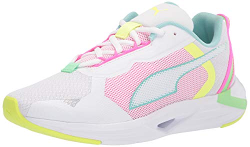 PUMA womens Minima Cross Trainer, Puma White-aruba Blue-elektro Green, 9 US