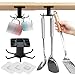 FAVENGO 3 Pcs Colgador Utensilios Cocina Adhesivo Negro 360 °Giratorio Colgador de Cucharones de Cocina Colgador Plastico Adhesivo para Tazas Cucharones Debajo del Mueble de la Cocina + 3 x Adhesivos