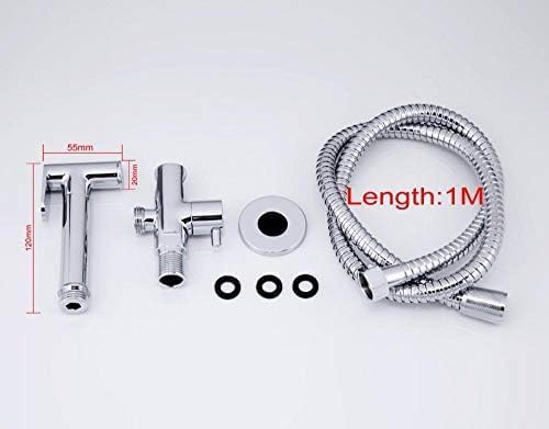 Solid Brass Corner Valve Bidet Faucet Set - Single Cold Water Kitchen Tap with Square Hand Shower Head and 90 Degree Switch