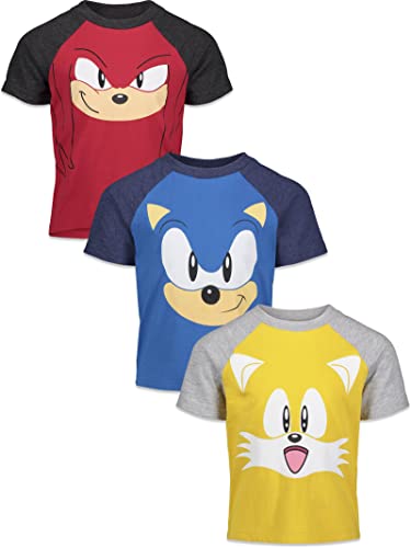 SEGA Sonic The Hedgehog Tails Knuckles Toddler Boys 3 Pack T-Shirts Knuckles/Sonic/Tails 5T