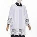 BLESSUME Catholic White Pleated Lace Surplice Liturgical Cotta Vestment (White, X-Large)