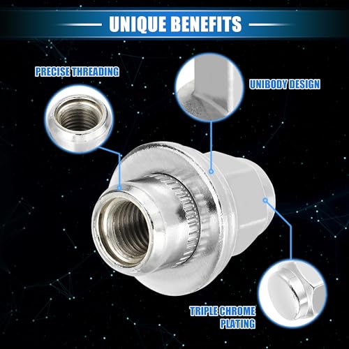Image of 20 Pcs Wheel Lug Nuts Compatible for Jaguar XF XJ XE, Durable M12 x 1.5 Carbon Steel Silver Tone Tire Lugnuts