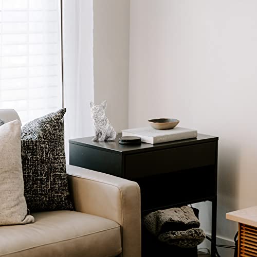 Grabado French Bulldog Statue Home Decor, Dog Lover Gifts For Women,Small Resin Dog Frenchie Sculpture Ornaments, Modern Animal Decoration For Living Room Table Shelf Office Figurine Decor, Silver #TOP4