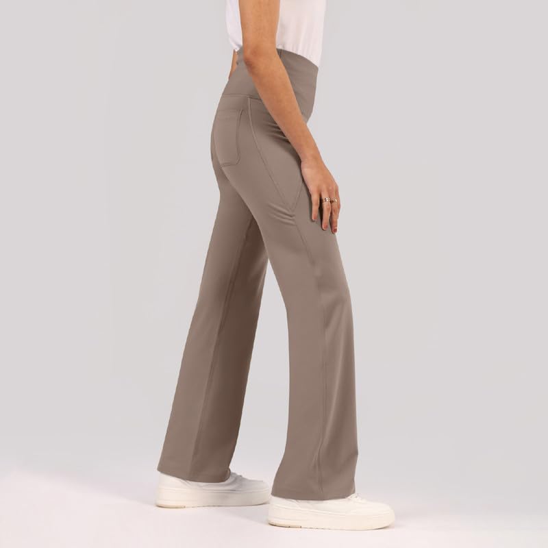 Image of BlissClub Ultimate Flare Pants for Women Upto 5'4 ft | Ribbed Waistband, 4 Pockets | High Waist Trousers and Formal Pants for Office wear