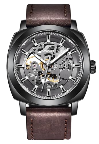 BENYAR Store BENYAR Automatic Skeleton Leather Strap Men's Watch - Image 2