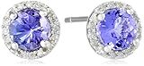 Amazon Collection White-Gold Diamond and Tanzanite Stud Earrings (0.07cttw, G-H Color, I2-I3 Clarity)
