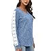 drakloak Women Casual Long Sleeve Shirt Knit Crochet Floral Fall Tops V Neck Blouse Dressy Lightweight Sweater (US, Alpha, Medium, Regular, Regular, Blue)