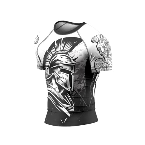 Spartan Men's Compression Rash Guard – Short Sleeve Performance Shirt for MMA Fighters Grappling Athletes3