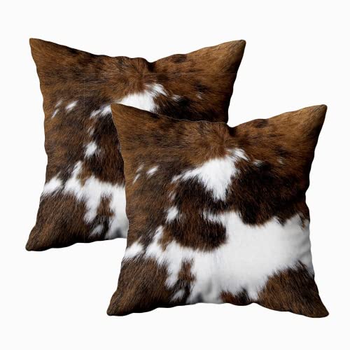 Tomwish Throw Pillow Covers 2 Packs Hidden Zippered Pillowcase Black White And Brown Cowhide Accent Double Sided Printing 22X22Inch Decorative Throw Custom Cotton Pillow Case Cushion Cover For Home #TOP3