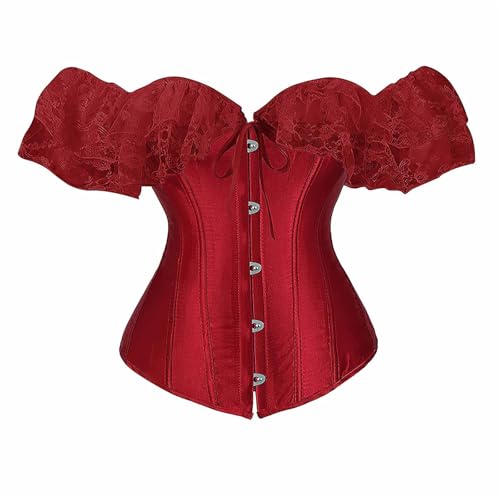 Corsage Grün, Corsage Damen Oberteil, Korsett Corset Top Bauchweg Oberteil Mit Ärmeln Gothic Vintage Unterbrust Mittelalter Korsagen Bustiers Body...