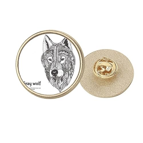 Broche ronde en métal doré M - Bijou de vêtement Gray Wolf