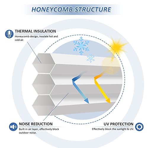 Ygnniu Custom Cordless Cellular Shades Light Filtering Thermal Insulated Honeycomb Blinds Windows Shade, Perfect For Bedroom/Living Room/Office/Nursery, Blue, Custom Size #TOP1