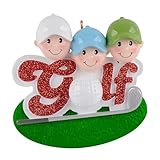 MAXORA Adorno de Navidad de golf personalizado, palos de golfista, amigos de 3 para niños, decoraciones de árbol de vacaciones familiares personalizadas