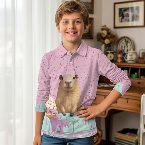 HUIACONG Girls Golf Shirts Boys Sweatshirts for Kids Children Tops3