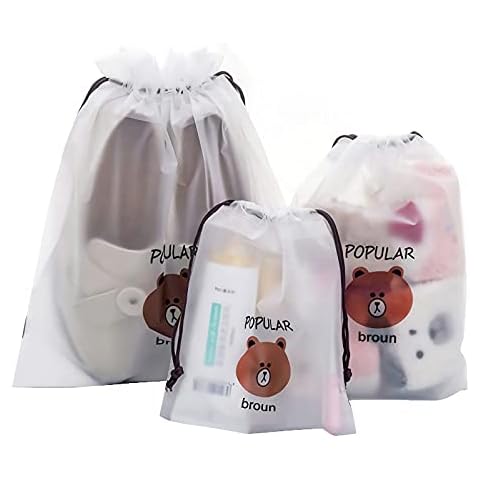DSFGHB 12PCS Travel Shoe Bags Translucent with Rope Portable Storage Bag for Adults and Children(Bear cub), (SD-323) Cover