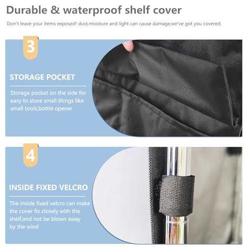 Dalema Waterproof Shelf Cover,Outdoor 600D Heavy Duty Dustproof Storage Shelves Cover,48''x18''x82'' Shelf Covers for Wire Shelving with Zippers,Storage Rack Covers with Clear Front by Dalema - Used condition - Image 5