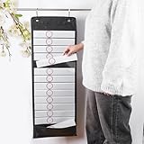 FINGERINSPIRE Tabla de bolsillo de 905 x 332 x 3,5 mm con 18 tarjetas, organizador visual de rutina diaria para aula, oficina, hogar, tela duradera, bolsillo para colgar en la pared con juego completo