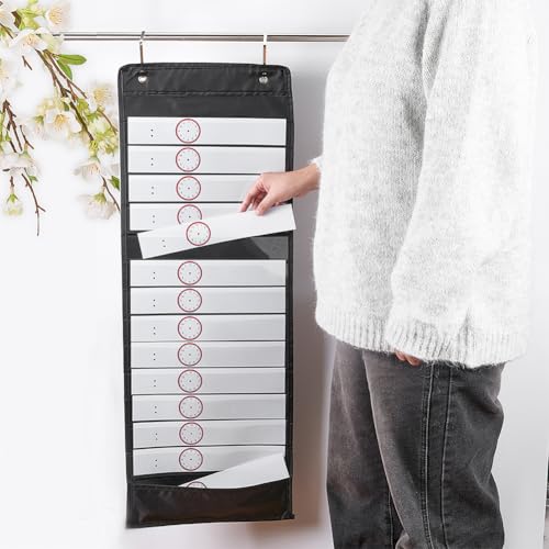 FINGERINSPIRE Tableau de Poche d'Emploi du Temps 905x332x3.5mm avec 18 Cartes Organisateur de Routine Quotidienne Visuel pour Bureau Maison Système Durable en Tissu à Suspendre au Mur Poche