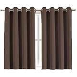aquazolax blackout curtains window drapes luxurious solid ring top thermal insulated blackout panel curtains for nursery 1 pair 54 wx45 l toffee brown