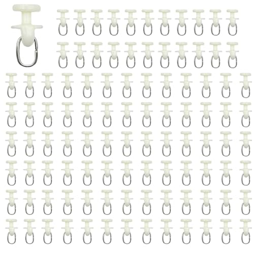 RHQFDM 100 Piezas Rodillos de Carril de Cortina Deslizador de Riel Gancho de Cortina Plástico de 11 mm Deslizador de Riel de Cortina para Cortinas y Cortinas de Ducha con Sistema de Rieles