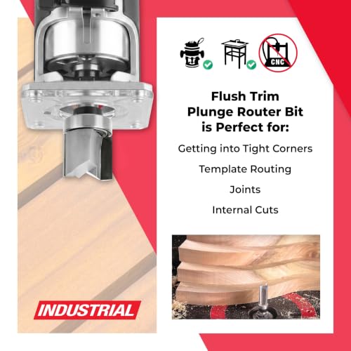 Image of Amana Tool 45550 Carbide Tipped Flush Trim Plunge Template Router Bit 1-1 /8 Dia x 1 Inch x 1 /2 Shank with Upper Ball Bearing