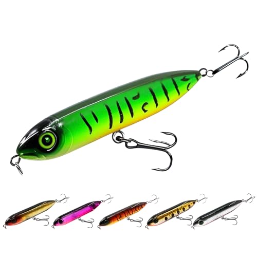 Leurre de pêche bar lot de 6 avec hameçons triples pour eau douce et mer