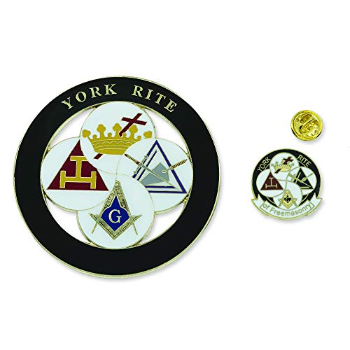 Image of York Rite of Freemasonry Auto Emblem Lapel Pin Masonic Combo Pack