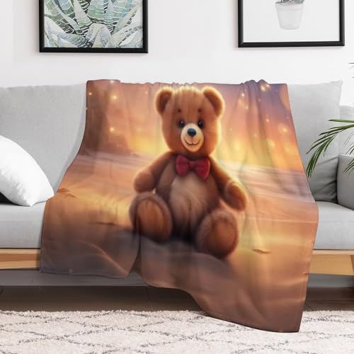 Couverture flannel polaire ours douce 100x130cm pour canapé - 3