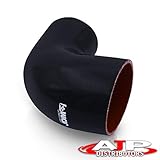 AJP Distributors JDM Universal 3.5' To 3' 90 Degree Elbow Angle Bend Black Red Silicone Reducer...
