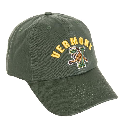 Desert Cactus University of Vermont Baseball Hat UVM Catamounts Brimmed Embroidered Hats Cap Adjustable Cloth Strap Adult (Style D) Green