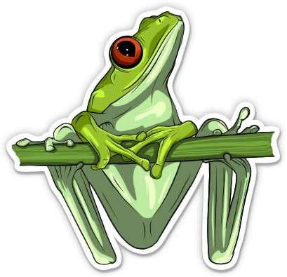 Green Tree Frog - 3" Vinyl Sticker - for Car Laptop I-Pad Phone Helmet Hard Hat - Waterproof Decal