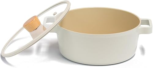 Miniatura 2 de NEOFLAM FIKA Olla antiadherente de 2.7 cuartos de galón, cazuela para estufas e inducción, tapa de vidrio con perilla de madera, fabricada en Corea