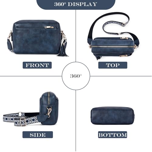 Image of Roulens Triple Zip Small Crossbody Bag for women,Wide Strap Cell Phone Purse Shoulder Handbag Wallet with Credit Card Slots | Triple Zip